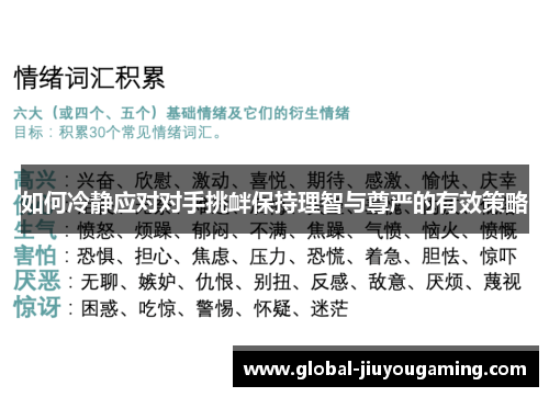如何冷静应对对手挑衅保持理智与尊严的有效策略